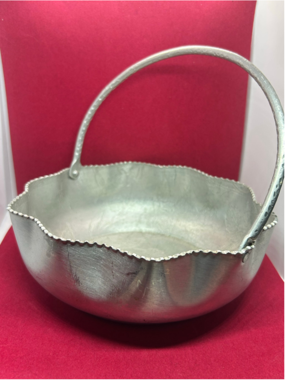 Barricini Silver Metal Floral Serving Basket One Size